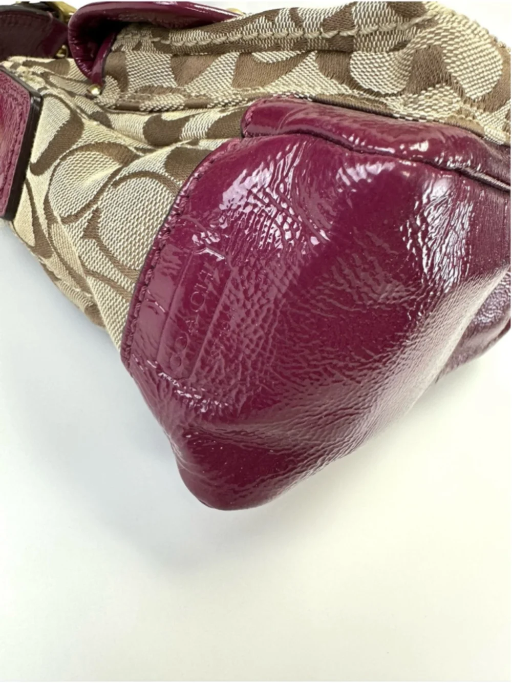 Coach 65th Anniversary Legacy Signature Double Turnlock Bag Plum G0826 F12869